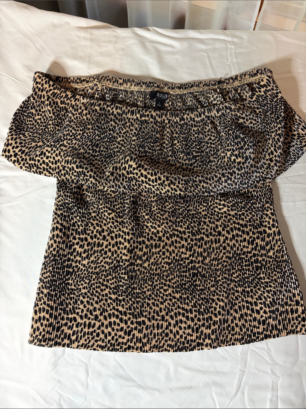 a.n.a Leopard-Print Off-Shoulder Camisole in Tan and Black